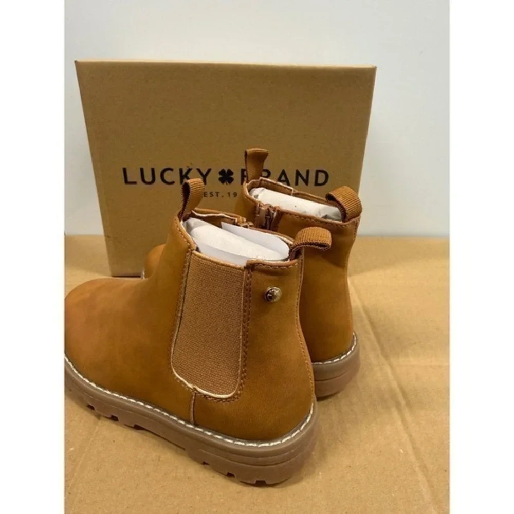 Lucky‎ Brand Lina Girls Chelsea Boots Cognac Brown Ankle Booties Size 3